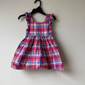 Ralph Lauren Baby Girls Sleeveless Plaid Dress With Ruffle Detail‎